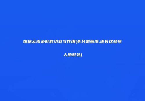 探秘云南茶叶的功效与作用(不只是解渴,还有这些惊人的好处)