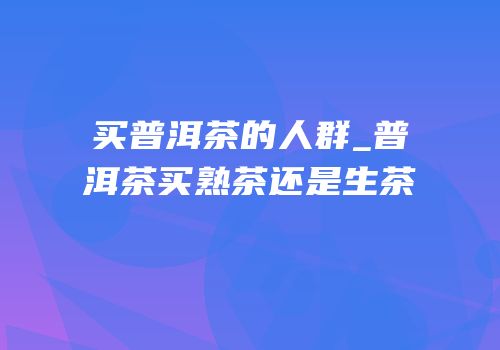 买普洱茶的人群_普洱茶买熟茶还是生茶