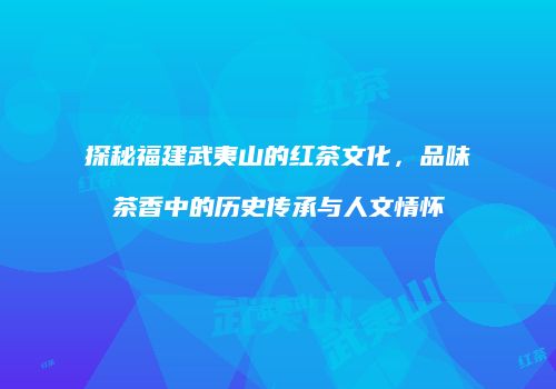 探秘福建武夷山的红茶文化，品味茶香中的历史传承与人文情怀