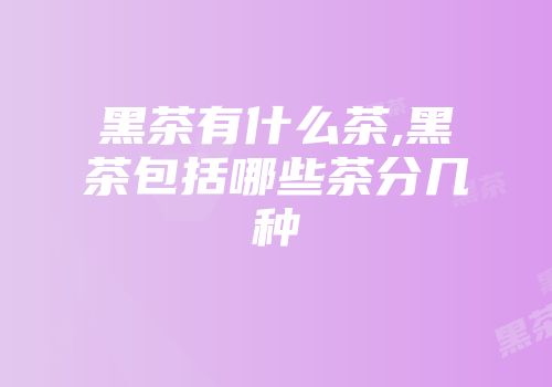 黑茶有什么茶,黑茶包括哪些茶分几种