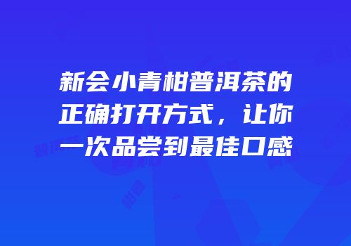 新会小青柑普洱茶的正确打开方式，让你一次品尝到最佳口感
