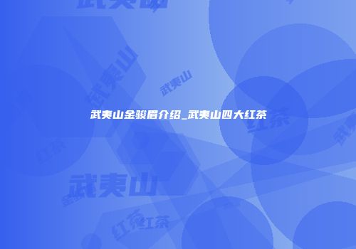 武夷山金骏眉介绍_武夷山四大红茶