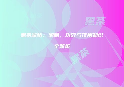 黑茶解析：泡制、功效与饮用知识全解析