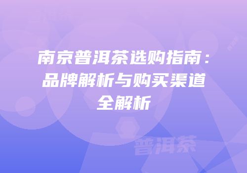 南京普洱茶选购指南：品牌解析与购买渠道全解析