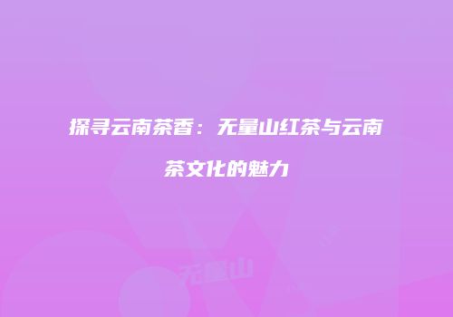 探寻云南茶香：无量山红茶与云南茶文化的魅力