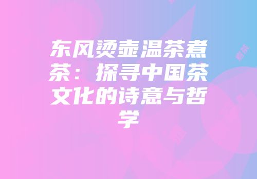 东风烫壶温茶煮茶：探寻中国茶文化的诗意与哲学