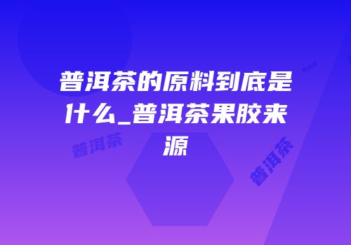 普洱茶的原料到底是什么_普洱茶果胶来源