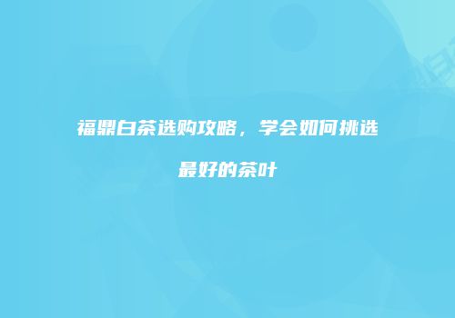 福鼎白茶选购攻略，学会如何挑选最好的茶叶