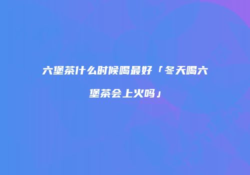 六堡茶什么时候喝最好「冬天喝六堡茶会上火吗」
