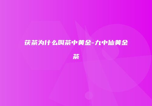 茯茶为什么叫茶中黄金-九中仙黄金茶