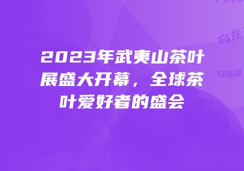 2023年武夷山茶叶展盛大开幕，全球茶叶爱好者的盛会