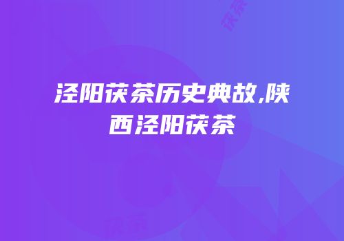 泾阳茯茶历史典故,陕西泾阳茯茶