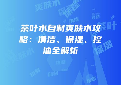 茶叶水自制爽肤水攻略：清洁、保湿、控油全解析