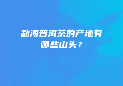 勐海普洱茶的产地有哪些山头？