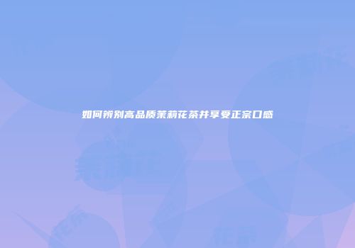 如何辨别高品质茉莉花茶并享受正宗口感
