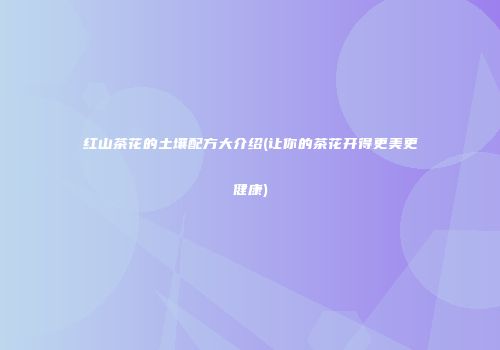 红山茶花的土壤配方大介绍(让你的茶花开得更美更健康)