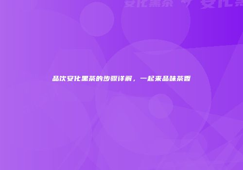 品饮安化黑茶的步骤详解，一起来品味茶香