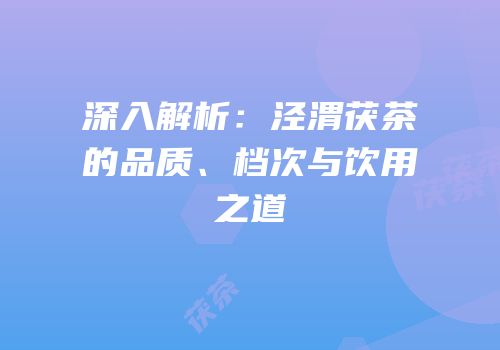 深入解析：泾渭茯茶的品质、档次与饮用之道