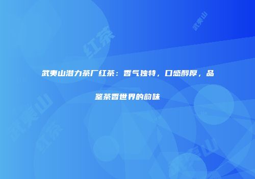 武夷山潜力茶厂红茶：香气独特，口感醇厚，品鉴茶香世界的韵味