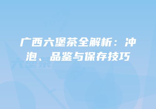 广西六堡茶全解析：冲泡、品鉴与保存技巧