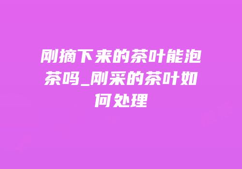 刚摘下来的茶叶能泡茶吗_刚采的茶叶如何处理