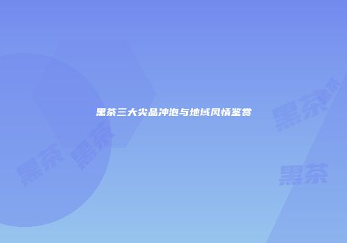 黑茶三大尖品冲泡与地域风情鉴赏