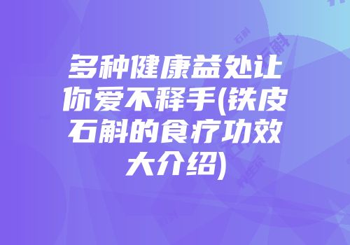 多种健康益处让你爱不释手(铁皮石斛的食疗功效大介绍)
