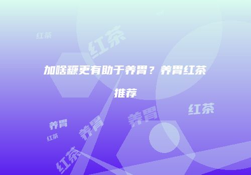 加啥糠更有助于养胃？养胃红茶推荐