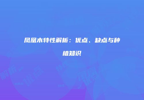 凤凰木特性解析：优点、缺点与种植知识