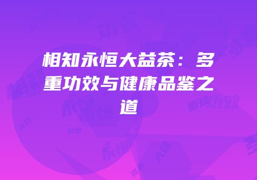 相知永恒大益茶：多重功效与健康品鉴之道
