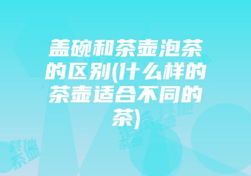盖碗和茶壶泡茶的区别(什么样的茶壶适合不同的茶)
