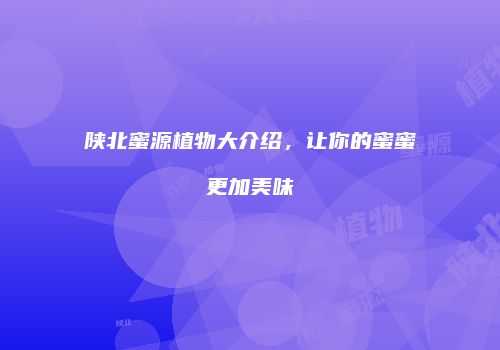 陕北蜜源植物大介绍，让你的蜜蜜更加美味