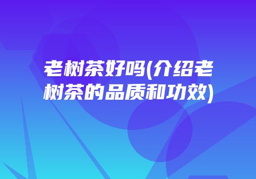 老树茶好吗(介绍老树茶的品质和功效)