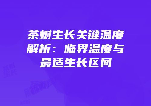 茶树生长关键温度解析：临界温度与最适生长区间