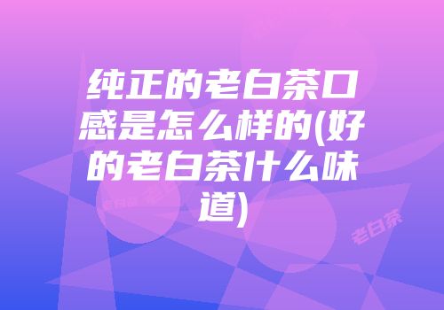 纯正的老白茶口感是怎么样的(好的老白茶什么味道)