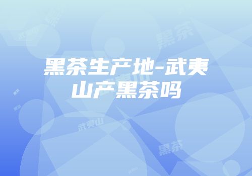 黑茶生产地-武夷山产黑茶吗