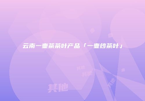 云南一壶茶茶叶产品「一壶纱茶叶」
