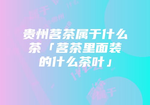 贵州茗茶属于什么茶「茗茶里面装的什么茶叶」