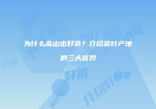 为什么高山出好茶？介绍茶叶产地的三大优势