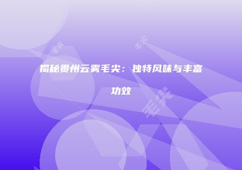 揭秘贵州云雾毛尖：独特风味与丰富功效