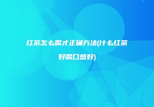 红茶怎么喝才正确方法(什么红茶好喝口感好)