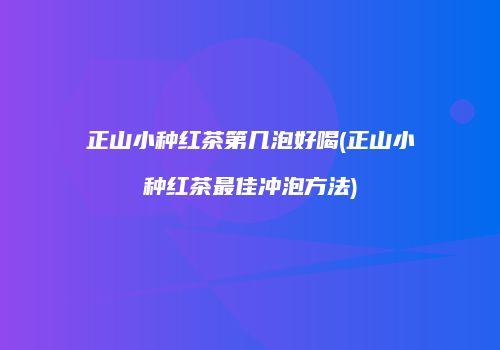 正山小种红茶第几泡好喝(正山小种红茶最佳冲泡方法)