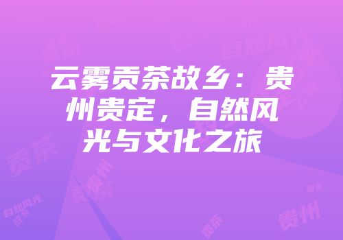 云雾贡茶故乡：贵州贵定，自然风光与文化之旅