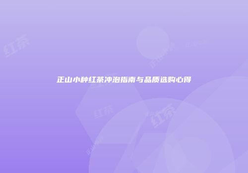 正山小种红茶冲泡指南与品质选购心得