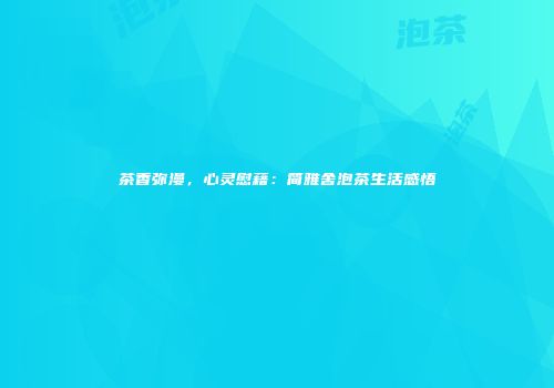 茶香弥漫，心灵慰藉：简雅舍泡茶生活感悟