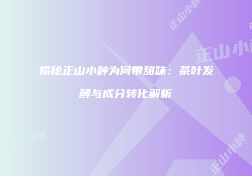 揭秘正山小种为何带甜味：茶叶发酵与成分转化解析