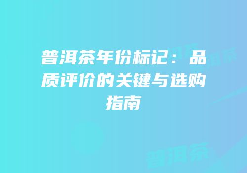 普洱茶年份标记：品质评价的关键与选购指南