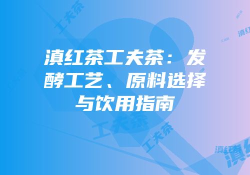 滇红茶工夫茶：发酵工艺、原料选择与饮用指南