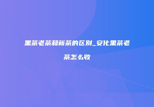 黑茶老茶和新茶的区别_安化黑茶老茶怎么收
