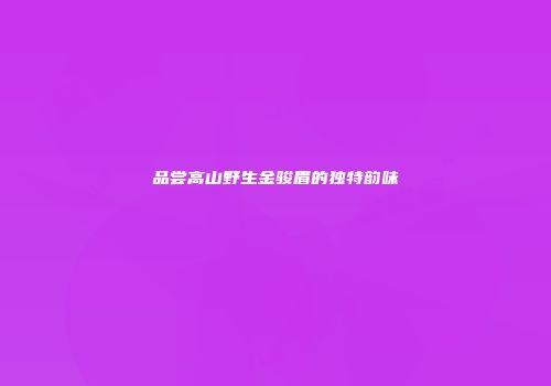 品尝高山野生金骏眉的独特韵味